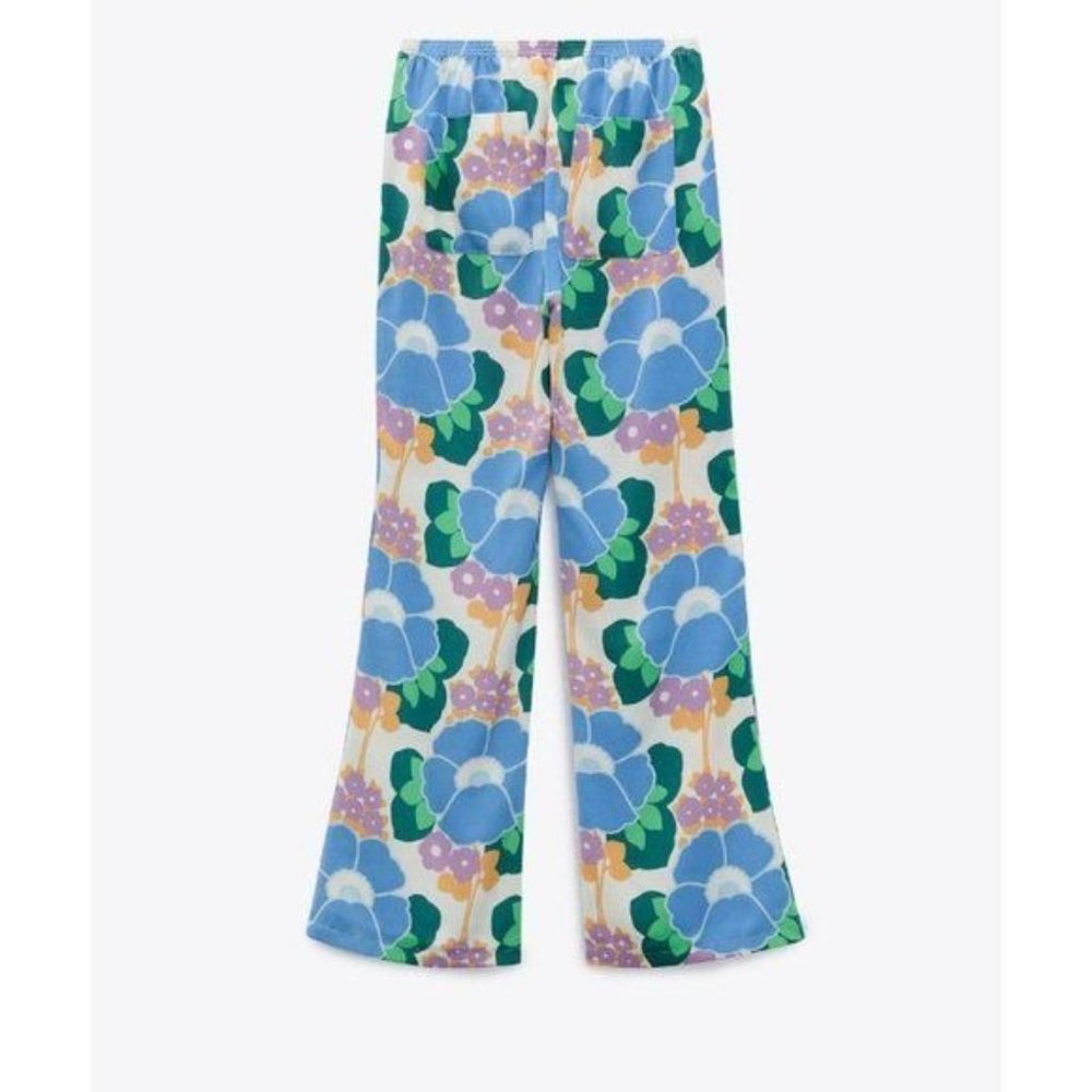 ZARA Floral Straight Leg Pants Groove Retro Bohemiam Hippie - Picture 3 of 11